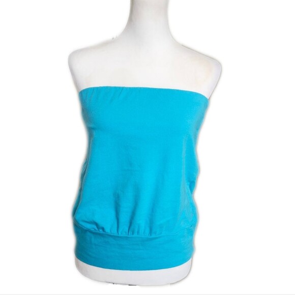 Boston Proper Strapless Tube Top Halter Top, Teal Turquoise Blue, S - Picture 1 of 8